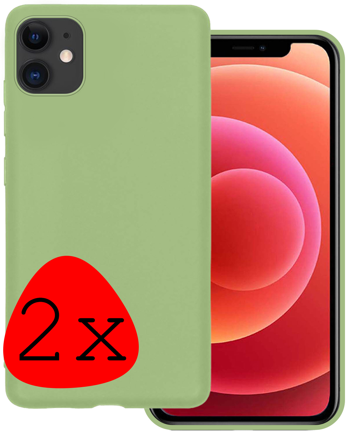 BASEY. Hoes Geschikt voor iPhone 11 Hoesje Siliconen Back Cover Case - Hoesje Geschikt voor iPhone 11 Hoes Cover Hoesje - Groen - 2 Stuks