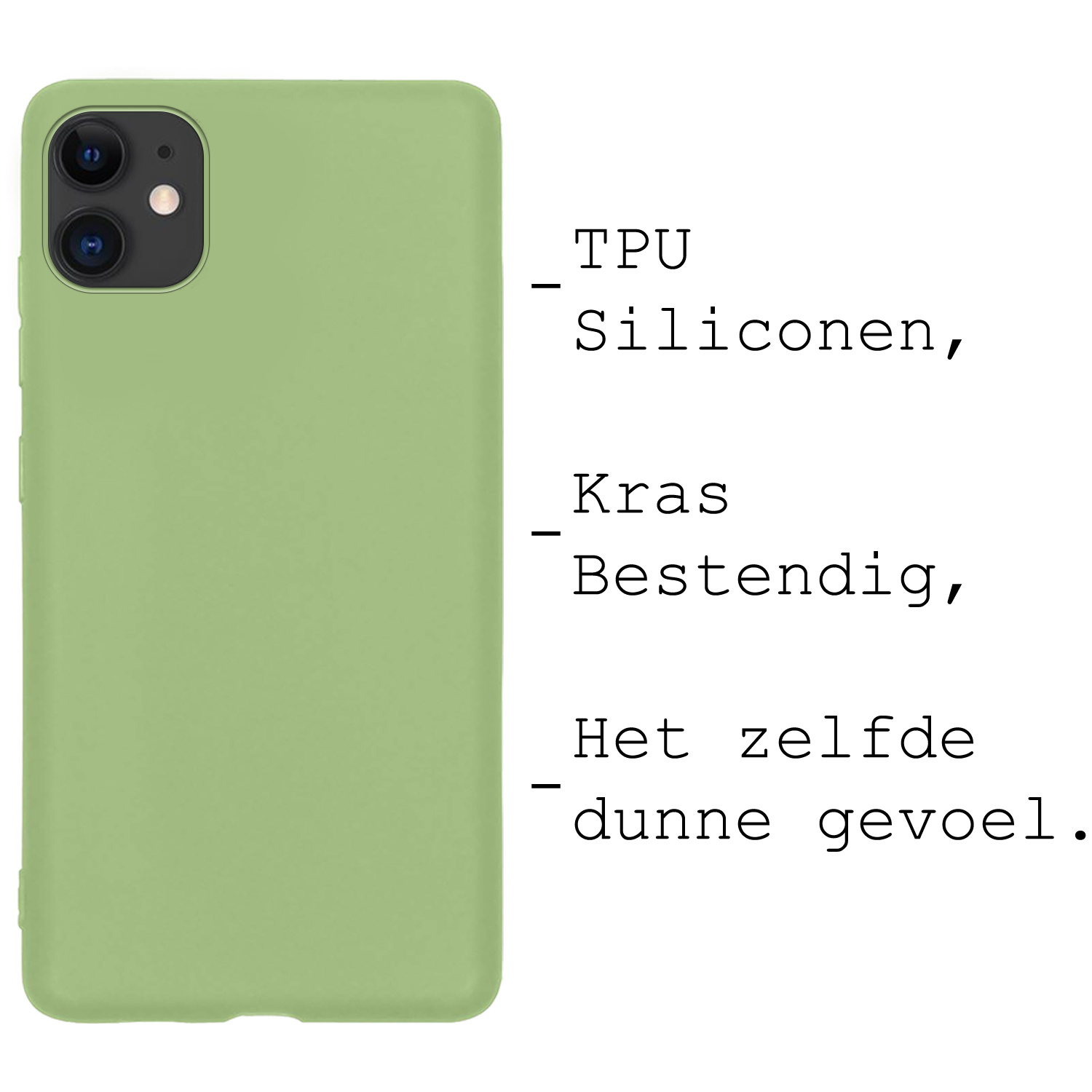 BASEY. Hoes Geschikt voor iPhone 11 Hoesje Siliconen Back Cover Case - Hoesje Geschikt voor iPhone 11 Hoes Cover Hoesje - Groen - 2 Stuks