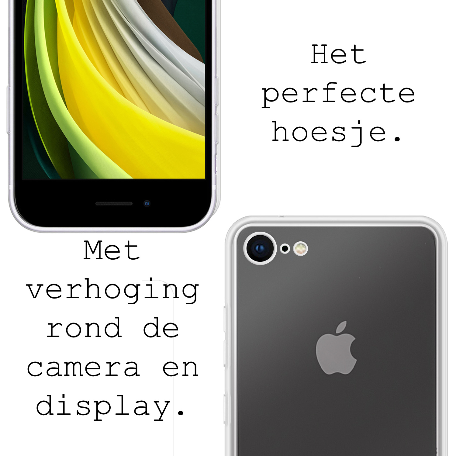 BASEY. Hoes Geschikt voor iPhone 8 Hoesje Siliconen Back Cover Case - Hoesje Geschikt voor iPhone 8 Hoes Cover Hoesje - Transparant - 2 Stuks