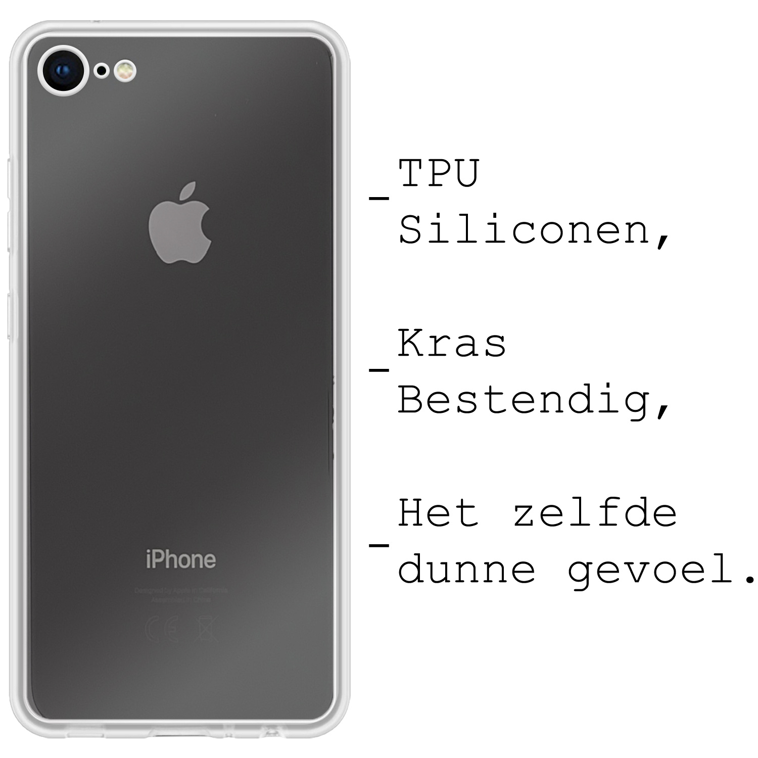 BASEY. Hoes Geschikt voor iPhone 8 Hoesje Siliconen Back Cover Case - Hoesje Geschikt voor iPhone 8 Hoes Cover Hoesje - Transparant - 2 Stuks