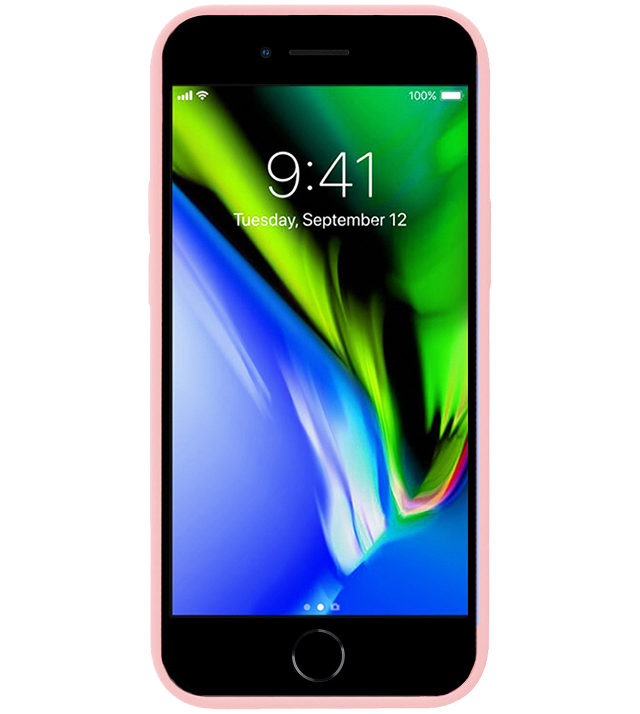 BASEY. Hoes Geschikt voor iPhone 8 Hoesje Siliconen Back Cover Case - Hoesje Geschikt voor iPhone 8 Hoes Cover Hoesje - Lichtroze - 2 Stuks