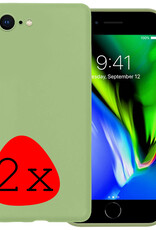 BASEY. Hoes Geschikt voor iPhone 8 Hoesje Siliconen Back Cover Case - Hoesje Geschikt voor iPhone 8 Hoes Cover Hoesje - Groen - 2 Stuks