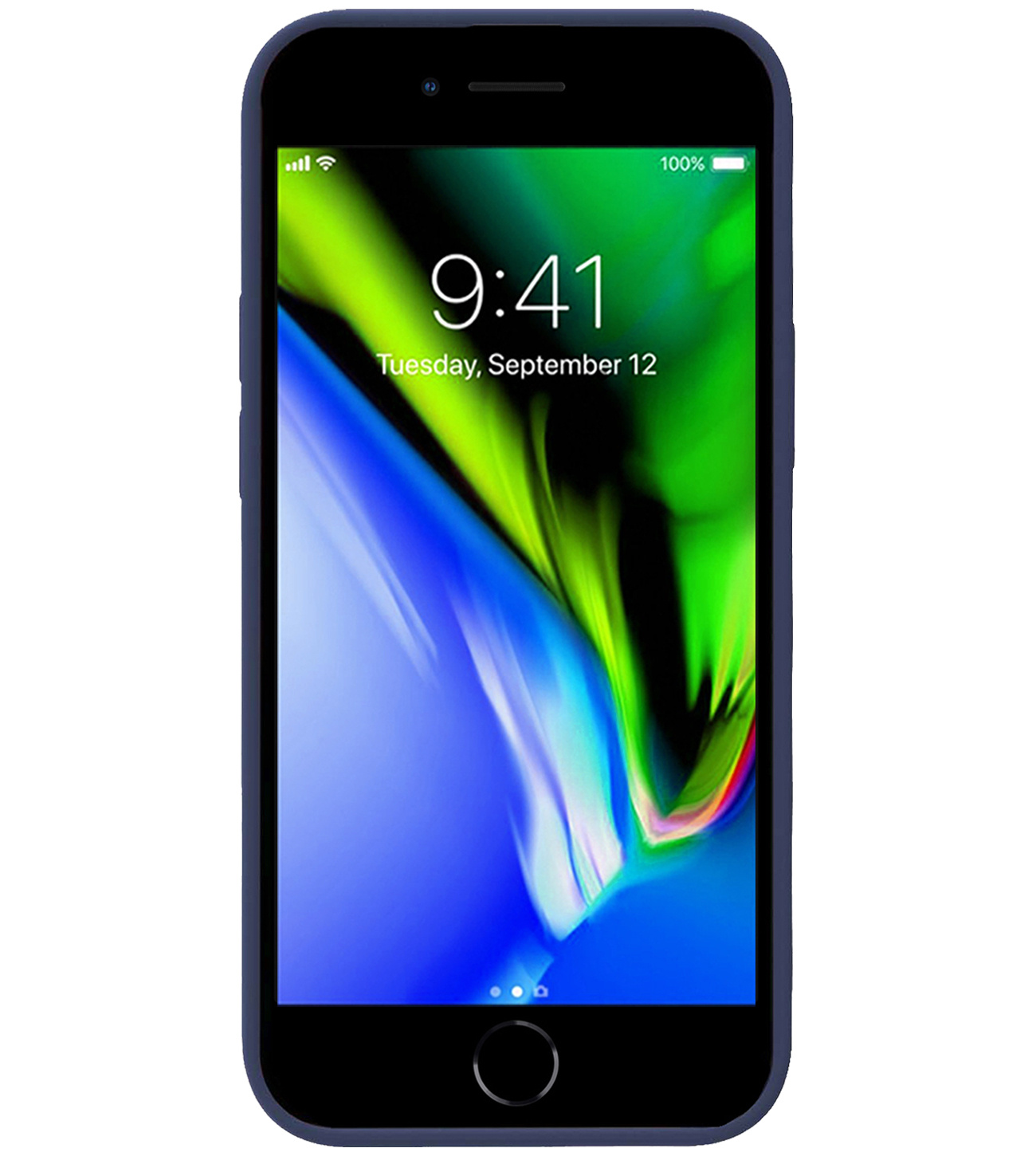 BASEY. Hoes Geschikt voor iPhone 8 Hoesje Siliconen Back Cover Case - Hoesje Geschikt voor iPhone 8 Hoes Cover Hoesje - Donkerblauw - 2 Stuks