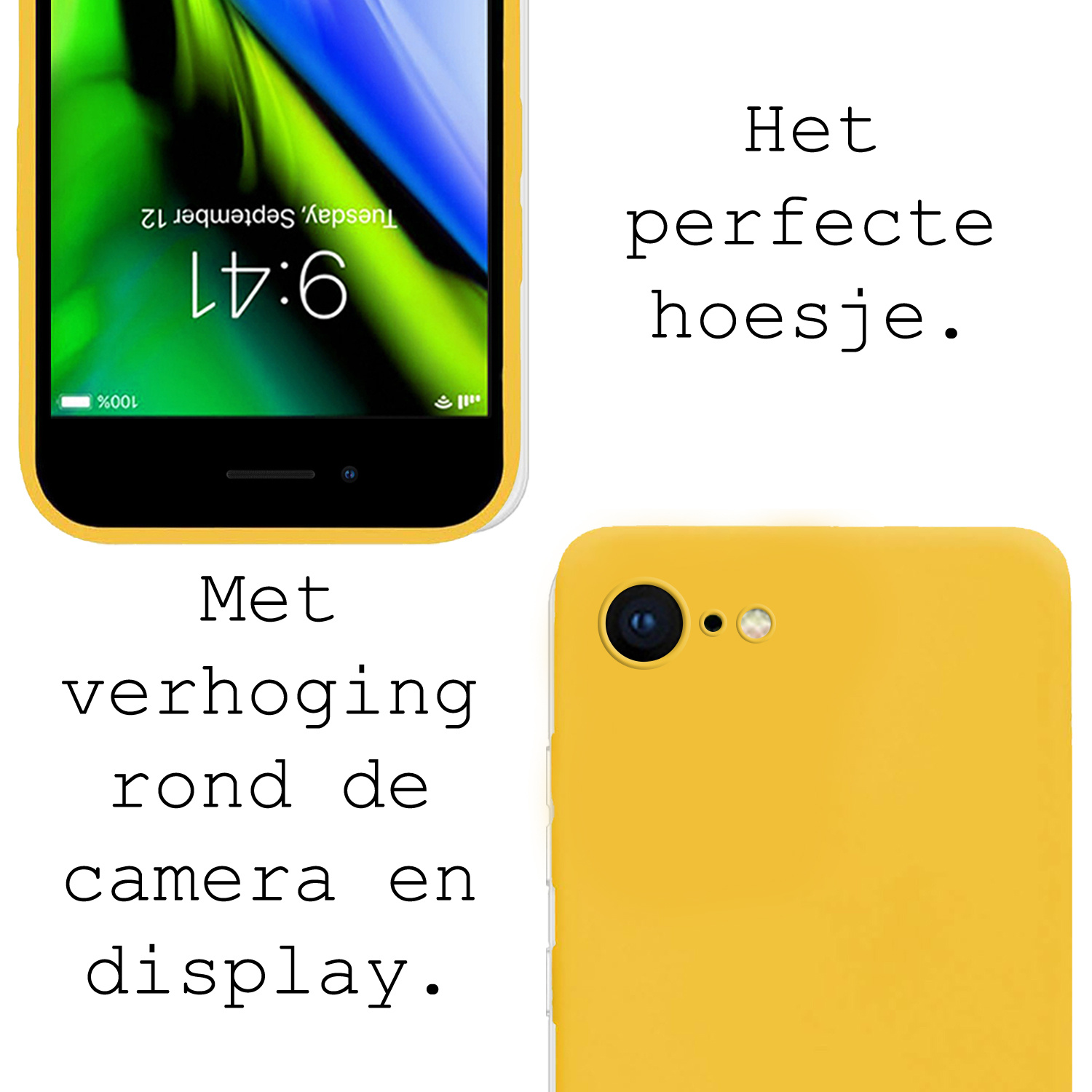 BASEY. Hoes Geschikt voor iPhone 8 Hoesje Siliconen Back Cover Case - Hoesje Geschikt voor iPhone 8 Hoes Cover Hoesje - Geel