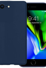 BASEY. Hoes Geschikt voor iPhone 8 Hoesje Siliconen Back Cover Case - Hoesje Geschikt voor iPhone 8 Hoes Cover Hoesje - Donkerblauw