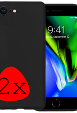 BASEY. Hoes Geschikt voor iPhone 7 Hoesje Siliconen Back Cover Case - Hoesje Geschikt voor iPhone 7 Hoes Cover Hoesje - Zwart - 2 Stuks