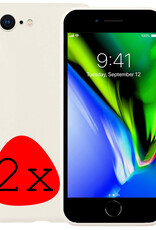 BASEY. Hoes Geschikt voor iPhone 7 Hoesje Siliconen Back Cover Case - Hoesje Geschikt voor iPhone 7 Hoes Cover Hoesje - Wit - 2 Stuks