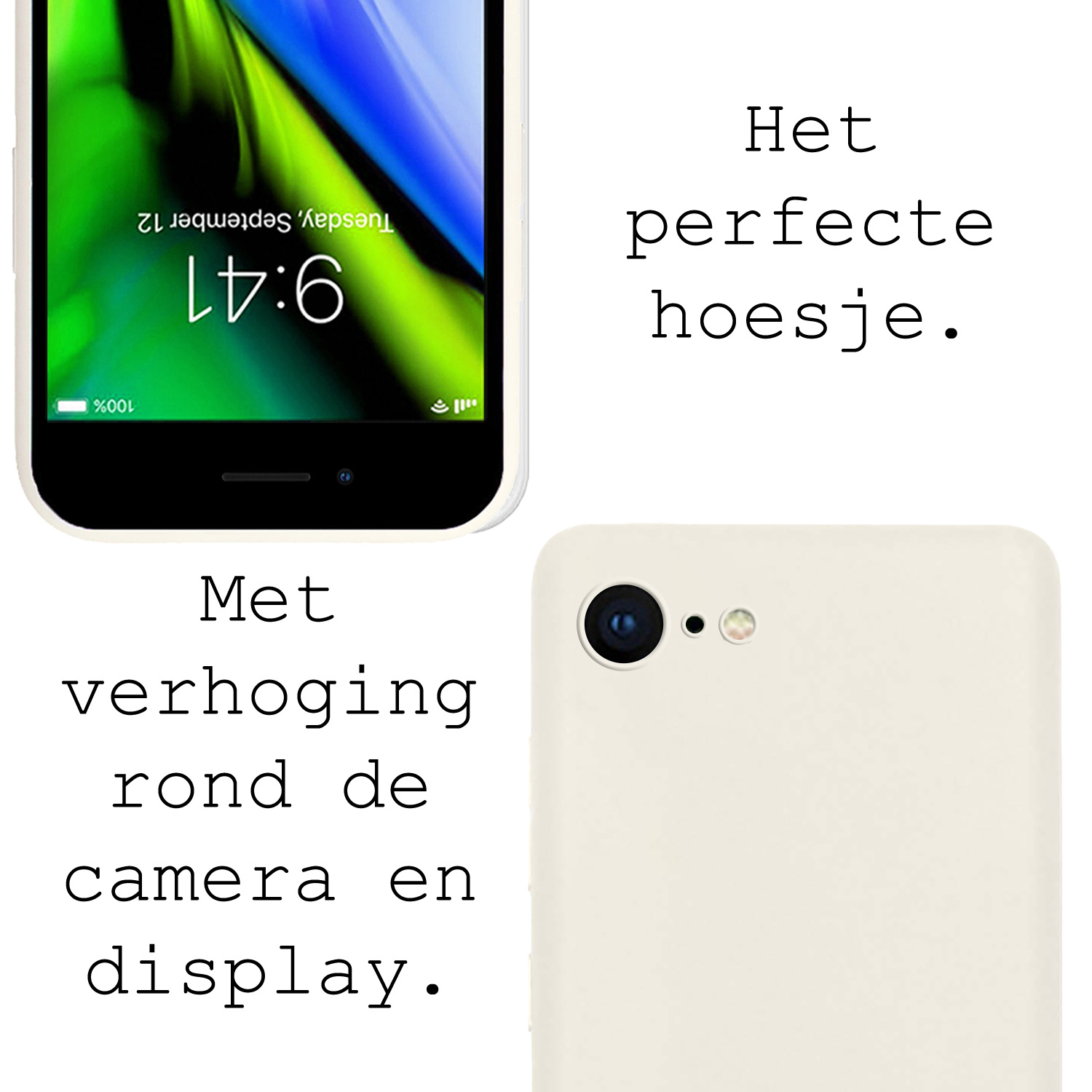 BASEY. Hoes Geschikt voor iPhone 7 Hoesje Siliconen Back Cover Case - Hoesje Geschikt voor iPhone 7 Hoes Cover Hoesje - Wit - 2 Stuks