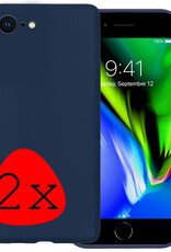 BASEY. Hoes Geschikt voor iPhone 7 Hoesje Siliconen Back Cover Case - Hoesje Geschikt voor iPhone 7 Hoes Cover Hoesje - Donkerblauw - 2 Stuks