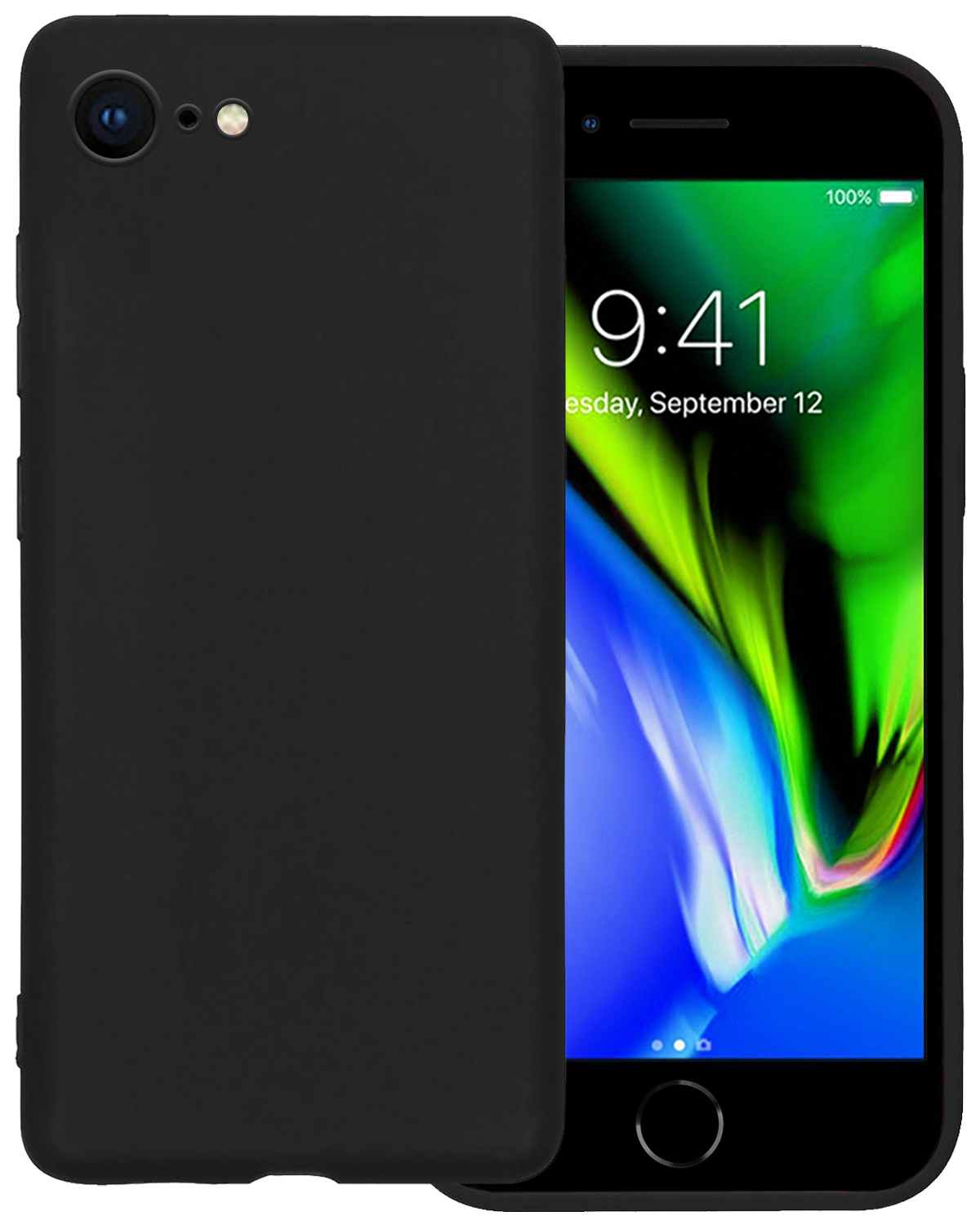 BASEY. Hoes Geschikt voor iPhone 7 Hoesje Siliconen Back Cover Case - Hoesje Geschikt voor iPhone 7 Hoes Cover Hoesje - Zwart