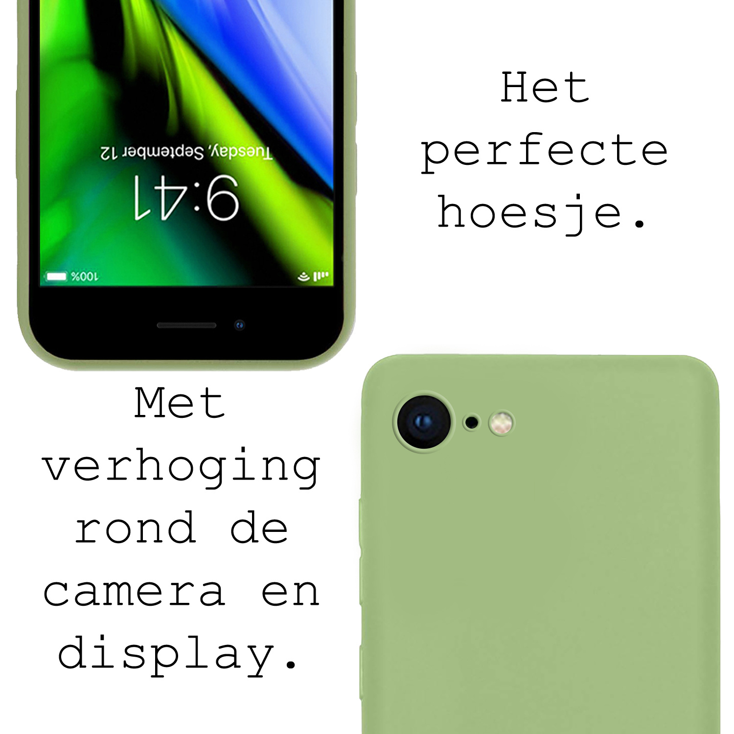 BASEY. Hoes Geschikt voor iPhone 7 Hoesje Siliconen Back Cover Case - Hoesje Geschikt voor iPhone 7 Hoes Cover Hoesje - Groen