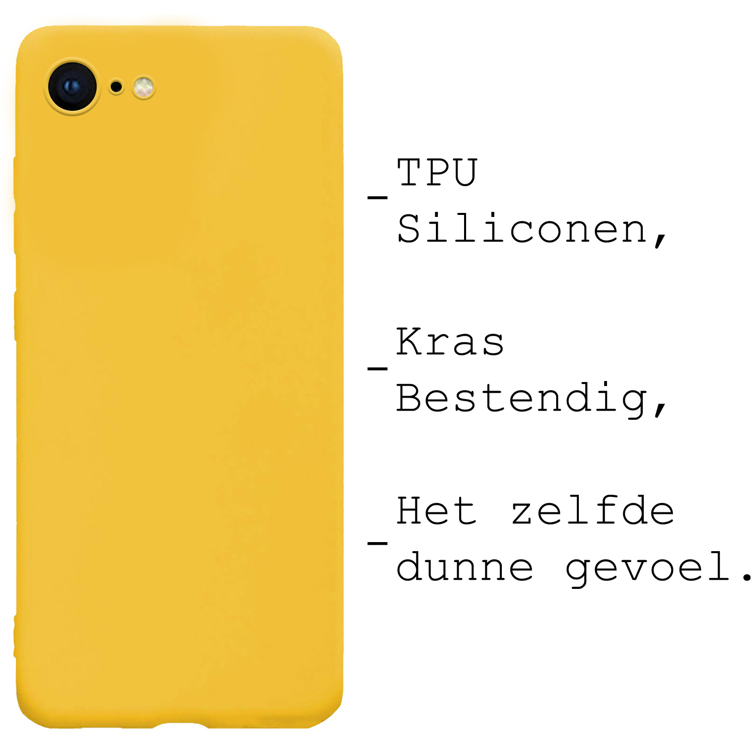 BASEY. Hoes Geschikt voor iPhone 7 Hoesje Siliconen Back Cover Case - Hoesje Geschikt voor iPhone 7 Hoes Cover Hoesje - Geel