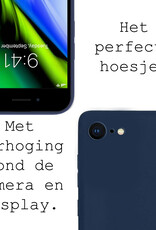 BASEY. Hoes Geschikt voor iPhone 7 Hoesje Siliconen Back Cover Case - Hoesje Geschikt voor iPhone 7 Hoes Cover Hoesje - Donkerblauw