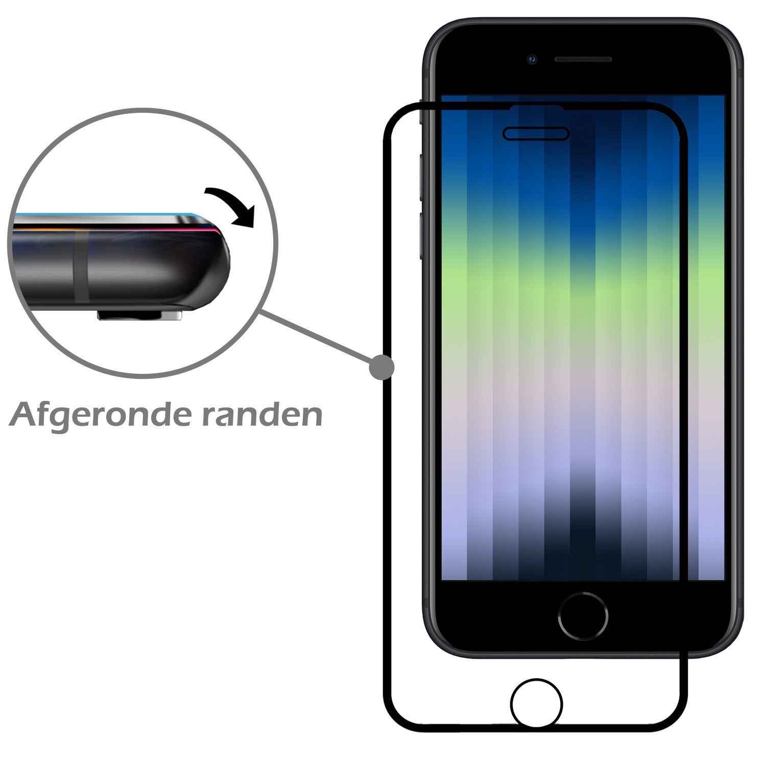 Nomfy Screenprotector Geschikt voor iPhone SE 2022 Screenprotector Bescherm Glas - Screenprotector Geschikt voor iPhone SE (2022) Screen Protector Tempered Glass Full Screen Full Cover - 3 PACK