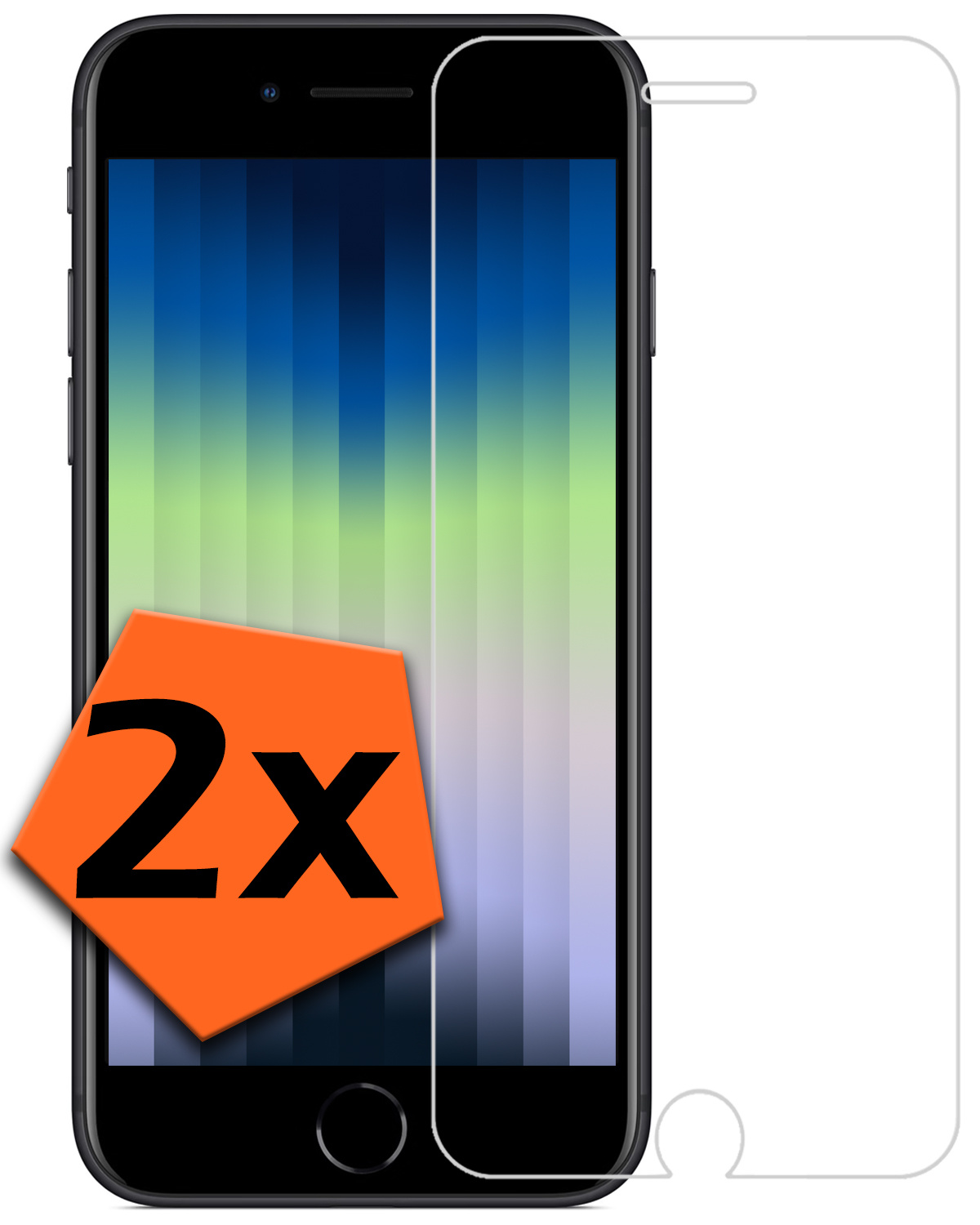 Nomfy Screenprotector Geschikt voor iPhone SE 2022 Screenprotector Bescherm Glas Tempered Glass - Screenprotector Geschikt voor iPhone SE (2022) Screen Protector - 2 PACK