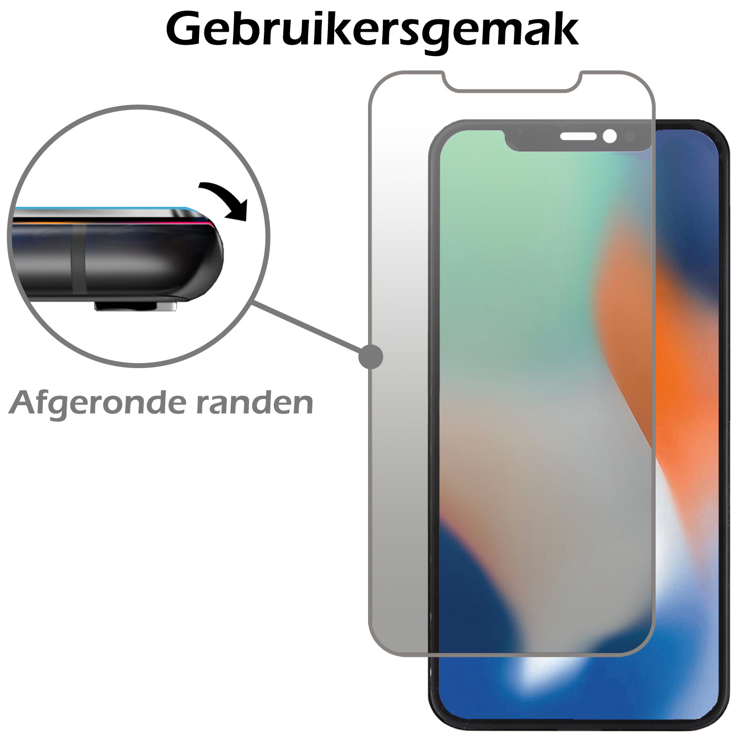 Nomfy Screenprotector Geschikt voor iPhone Xs Screenprotector Privacy Bescherm Glas - Screenprotector Geschikt voor iPhone Xs Privacy Screenprotector Tempered Glass - 2 PACK