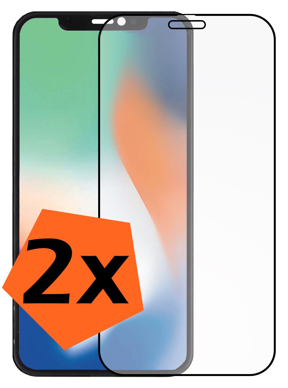 Nomfy Screenprotector Geschikt voor iPhone X Screenprotector Bescherm Glas - Screenprotector Geschikt voor iPhone X Screen Protector Tempered Glass Volledig - 2 PACK