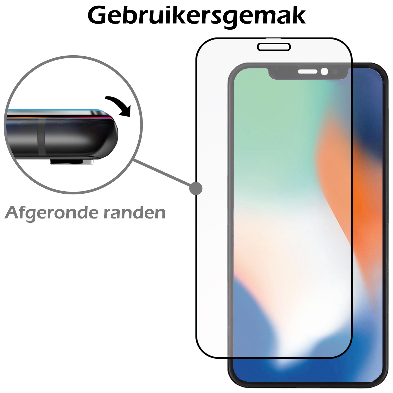 Nomfy Screenprotector Geschikt voor iPhone X Screenprotector Bescherm Glas - Screenprotector Geschikt voor iPhone X Screen Protector Tempered Glass Volledig - 2 PACK