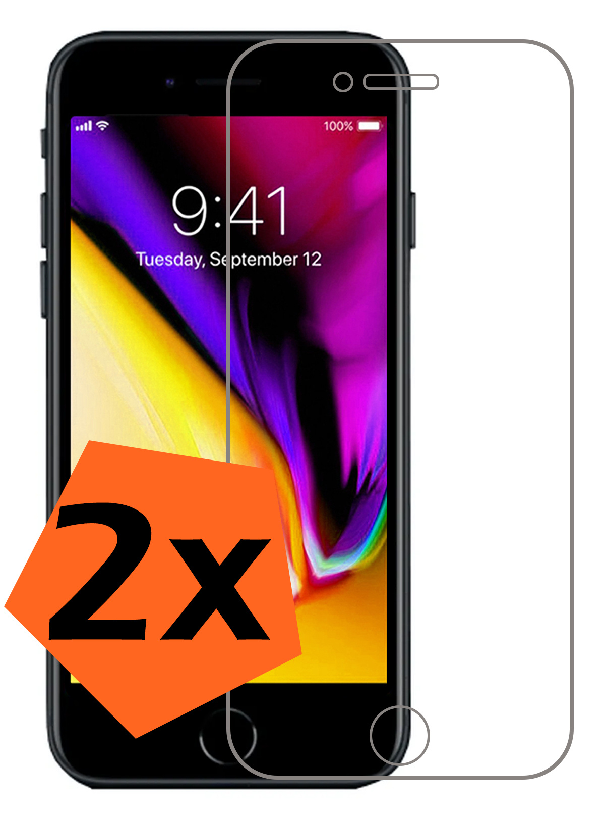 Nomfy Screenprotector Geschikt voor iPhone 8 Screenprotector Bescherm Glas Tempered Glass - Screenprotector Geschikt voor iPhone 8 Screen Protector - 2 PACK