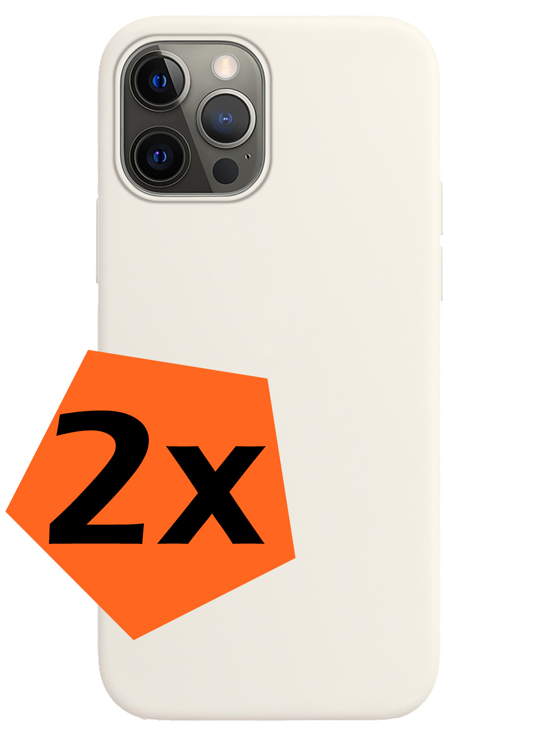Nomfy Hoesje Geschikt voor iPhone 12 Pro Hoesje Siliconen Cover Case - Hoes Geschikt voor iPhone 12 Pro Hoes Back Case - 2-PACK - Wit