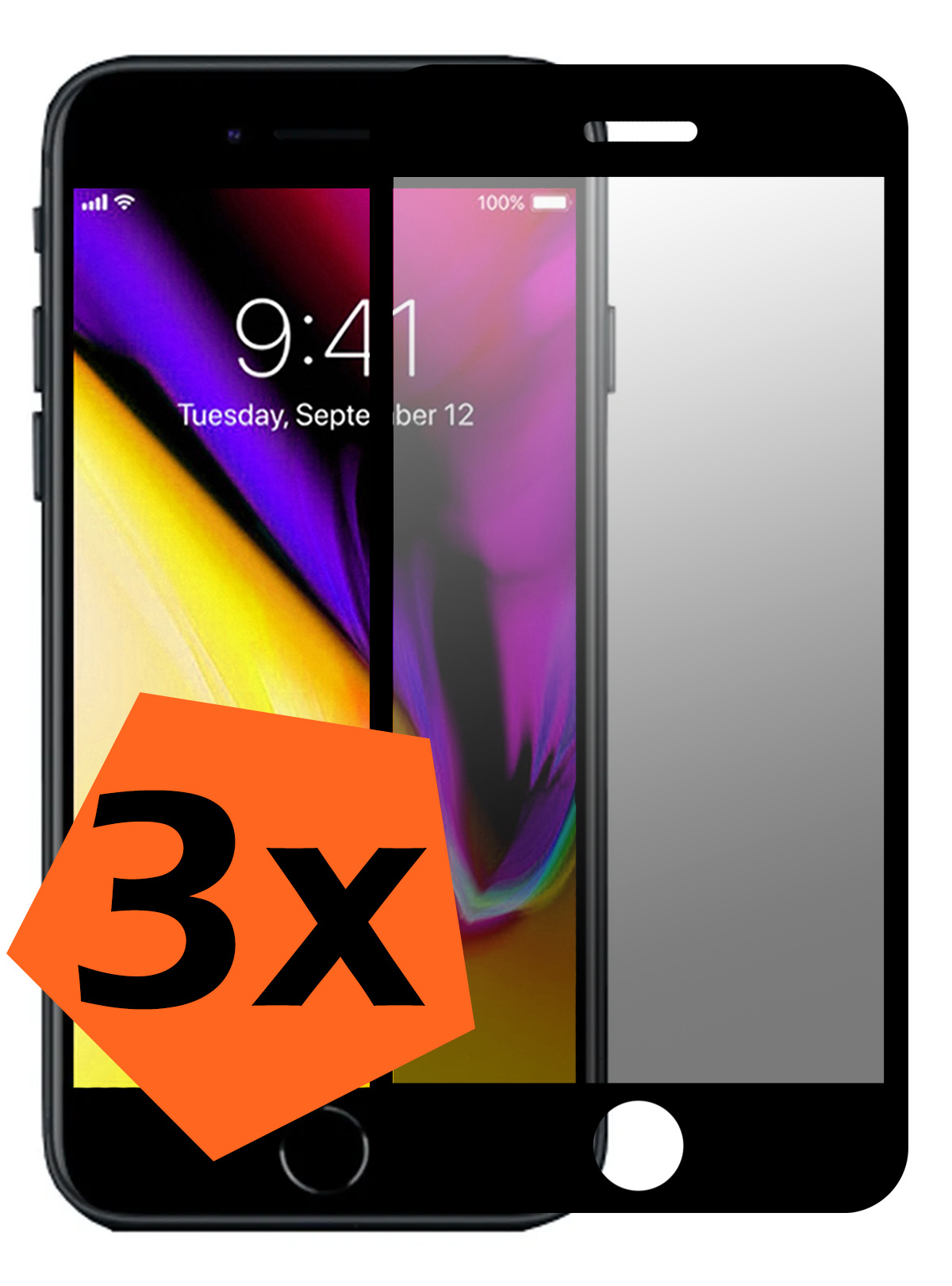 Nomfy Screenprotector Geschikt voor iPhone 7 Screenprotector Privacy Bescherm Glas - Screenprotector Geschikt voor iPhone 7 Privacy Screenprotector Tempered Glass - 3 PACK
