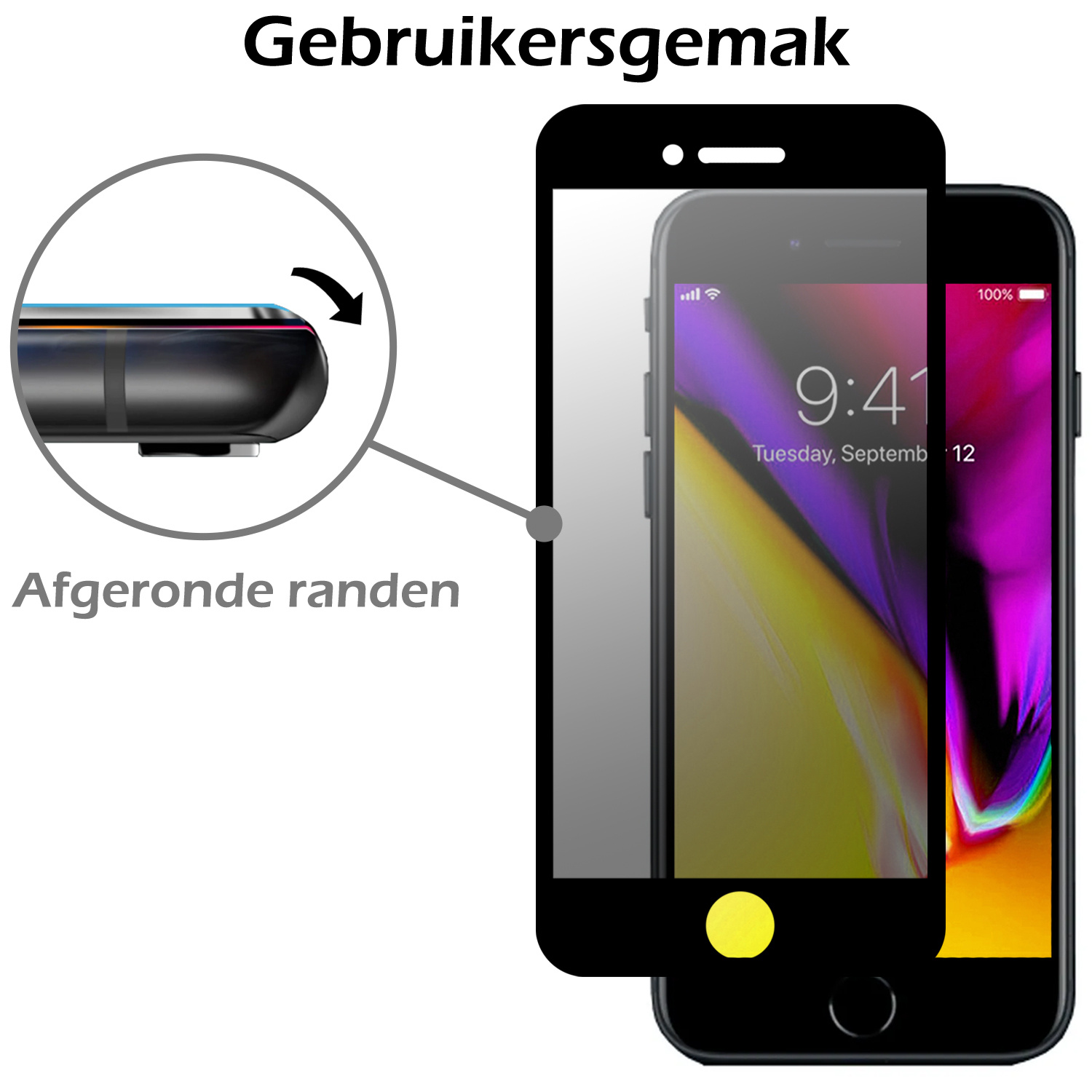 Nomfy Screenprotector Geschikt voor iPhone 7 Screenprotector Privacy Bescherm Glas - Screenprotector Geschikt voor iPhone 7 Privacy Screenprotector Tempered Glass - 3 PACK