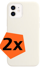 Nomfy Hoesje Geschikt voor iPhone 12 Mini Hoesje Siliconen Cover Case - Hoes Geschikt voor iPhone 12 Mini Hoes Back Case - 2-PACK - Wit
