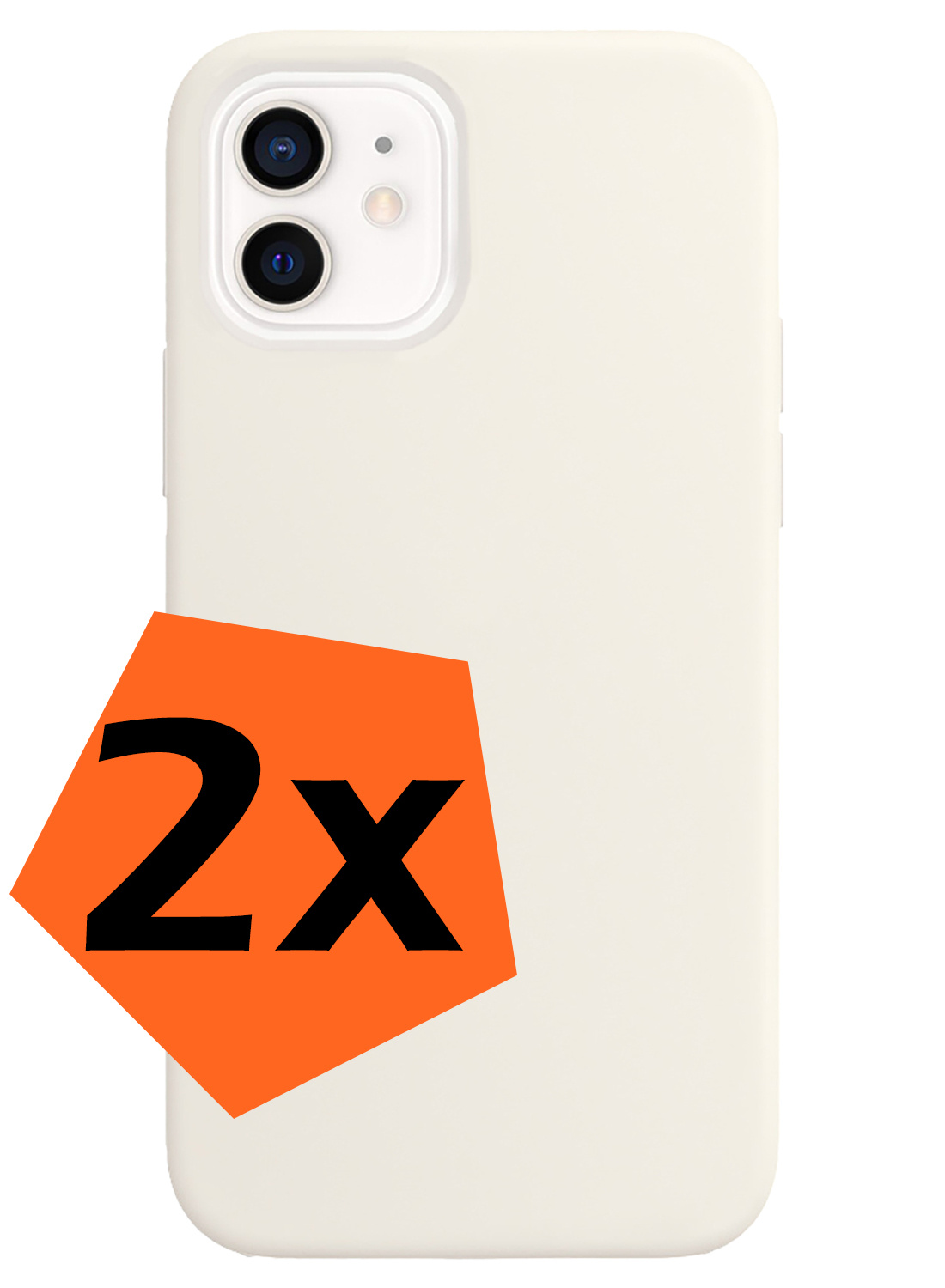 Nomfy Hoesje Geschikt voor iPhone 12 Mini Hoesje Siliconen Cover Case - Hoes Geschikt voor iPhone 12 Mini Hoes Back Case - 2-PACK - Wit