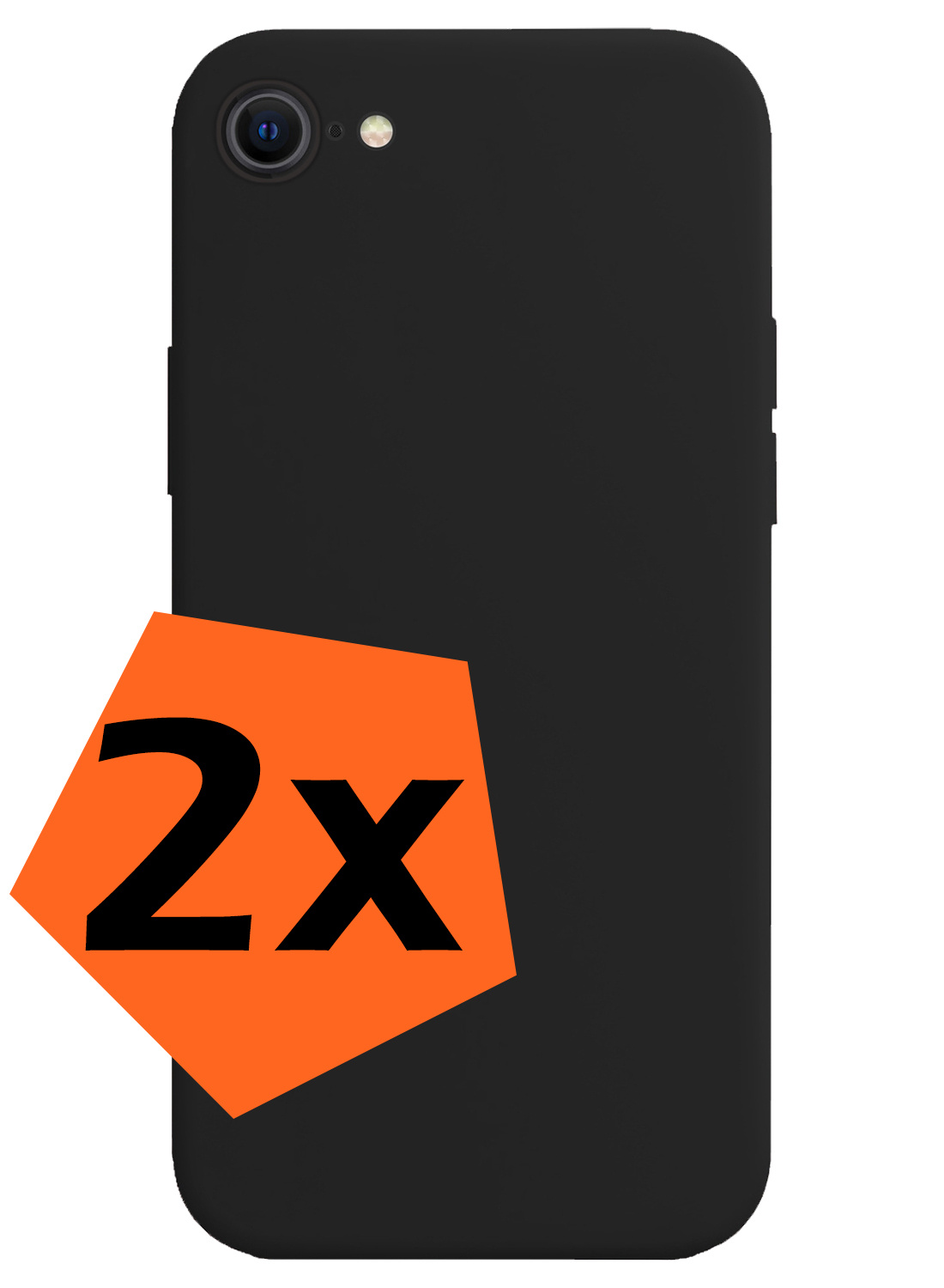 Nomfy Hoesje Geschikt voor iPhone SE 2020 Hoesje Siliconen Cover Case - Hoes Geschikt voor iPhone SE (2020) Hoes Back Case - 2-PACK - Zwart