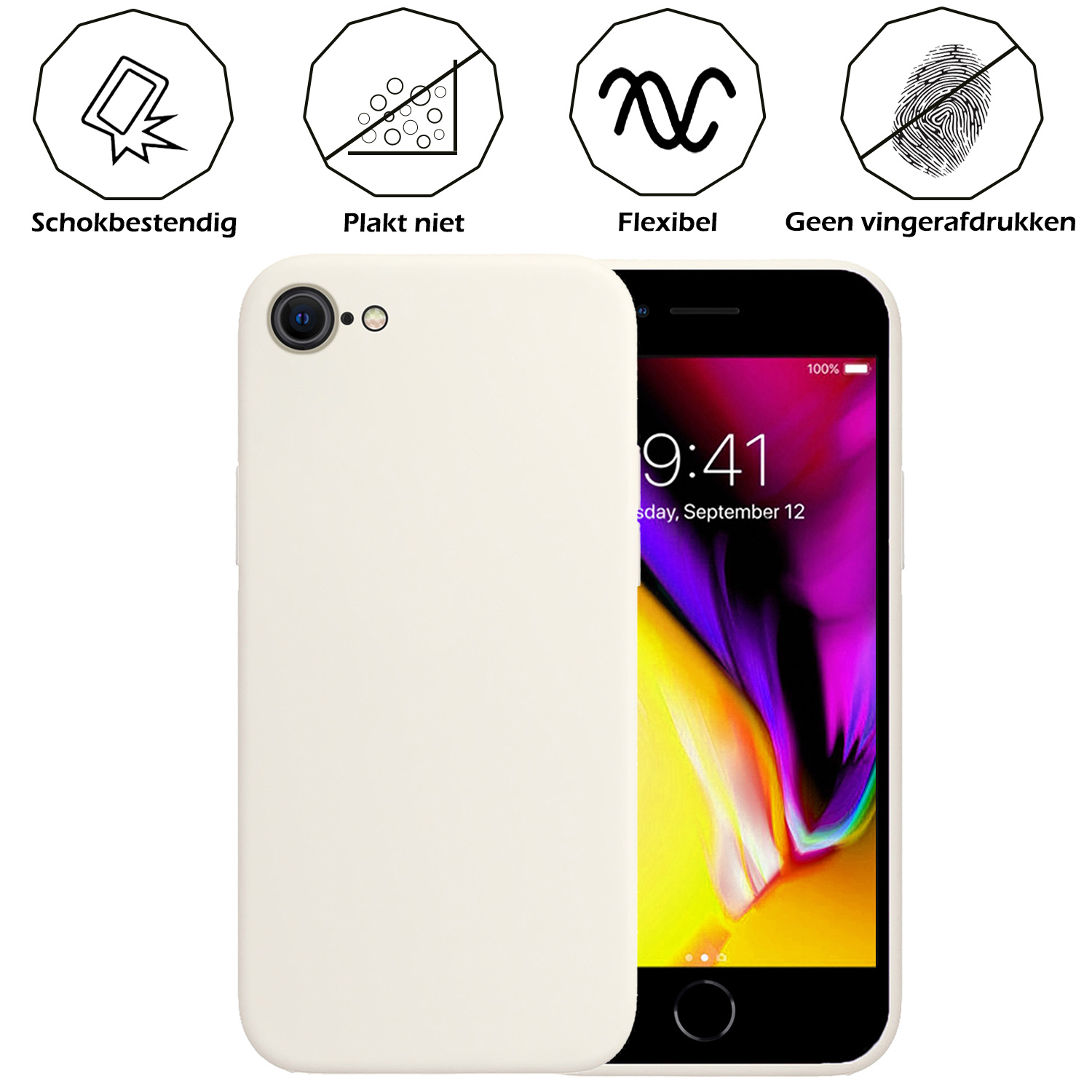 Nomfy Hoesje Geschikt voor iPhone SE 2020 Hoesje Siliconen Cover Case - Hoes Geschikt voor iPhone SE (2020) Hoes Back Case - 2-PACK - Wit