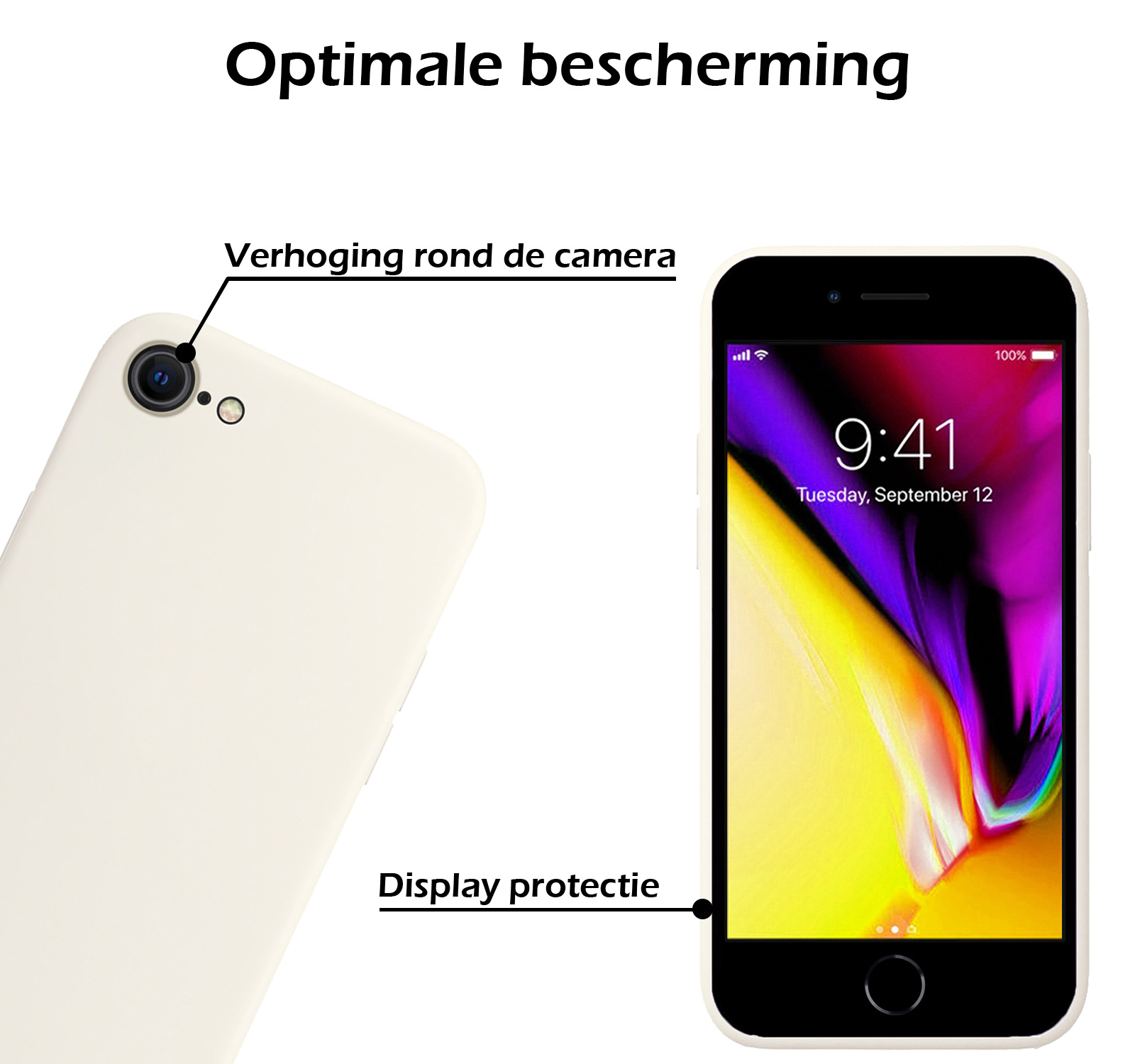 Nomfy Hoesje Geschikt voor iPhone SE 2020 Hoesje Siliconen Cover Case - Hoes Geschikt voor iPhone SE (2020) Hoes Back Case - 2-PACK - Wit