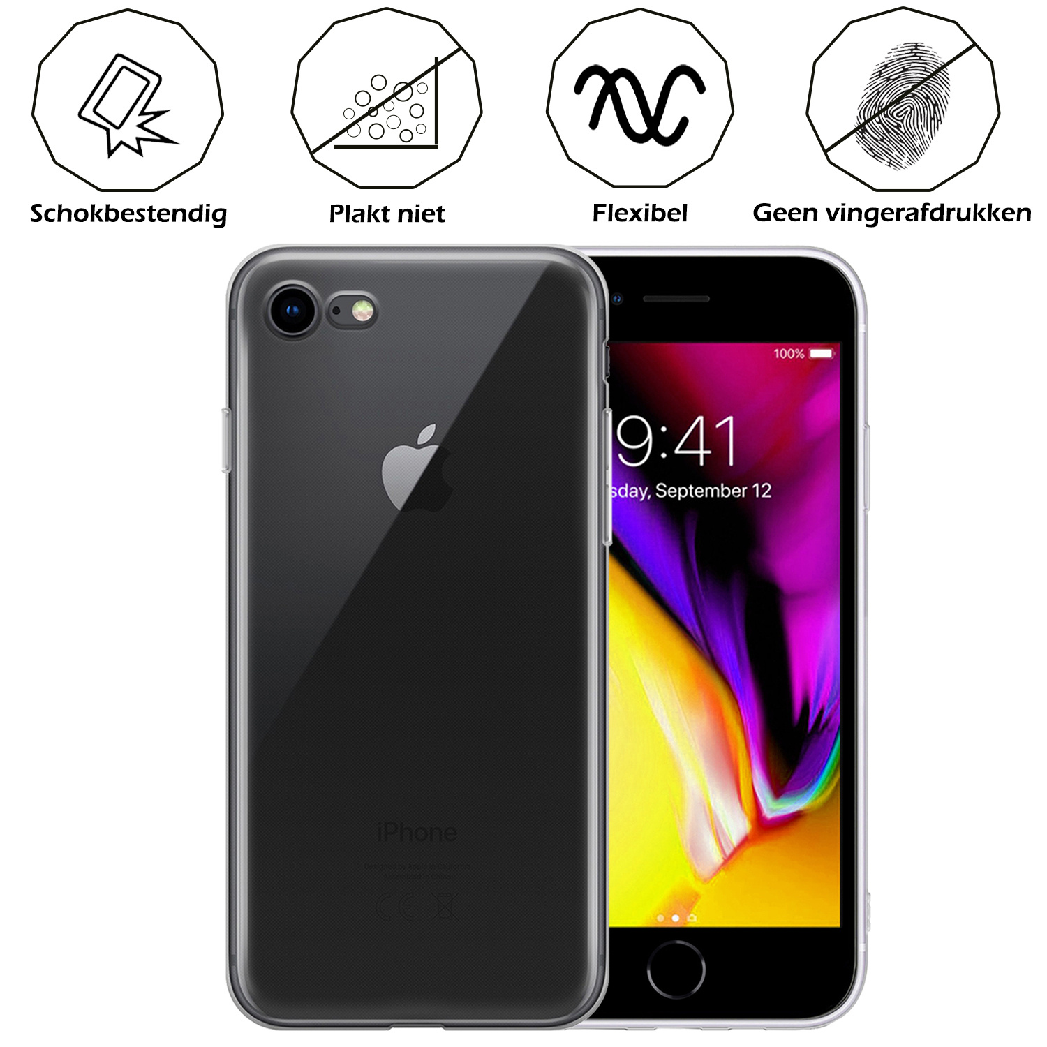 Nomfy Hoesje Geschikt voor iPhone SE 2020 Hoesje Siliconen Cover Case - Hoes Geschikt voor iPhone SE (2020) Hoes Back Case - 2-PACK - Transparant