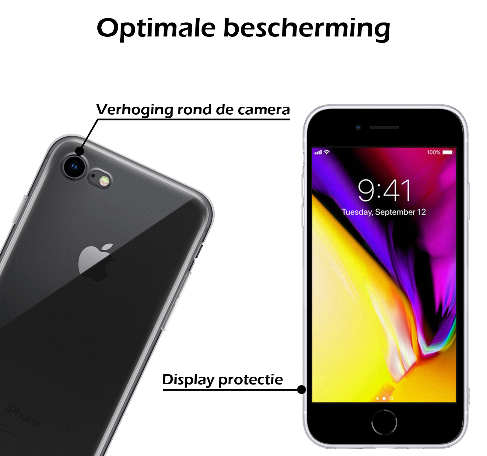 Nomfy Hoesje Geschikt voor iPhone SE 2020 Hoesje Siliconen Cover Case - Hoes Geschikt voor iPhone SE (2020) Hoes Back Case - 2-PACK - Transparant