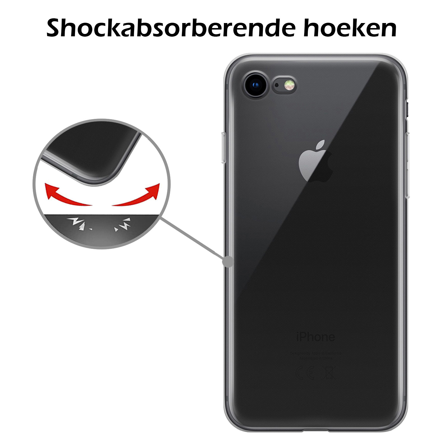 Nomfy Hoesje Geschikt voor iPhone SE 2020 Hoesje Siliconen Cover Case - Hoes Geschikt voor iPhone SE (2020) Hoes Back Case - 2-PACK - Transparant