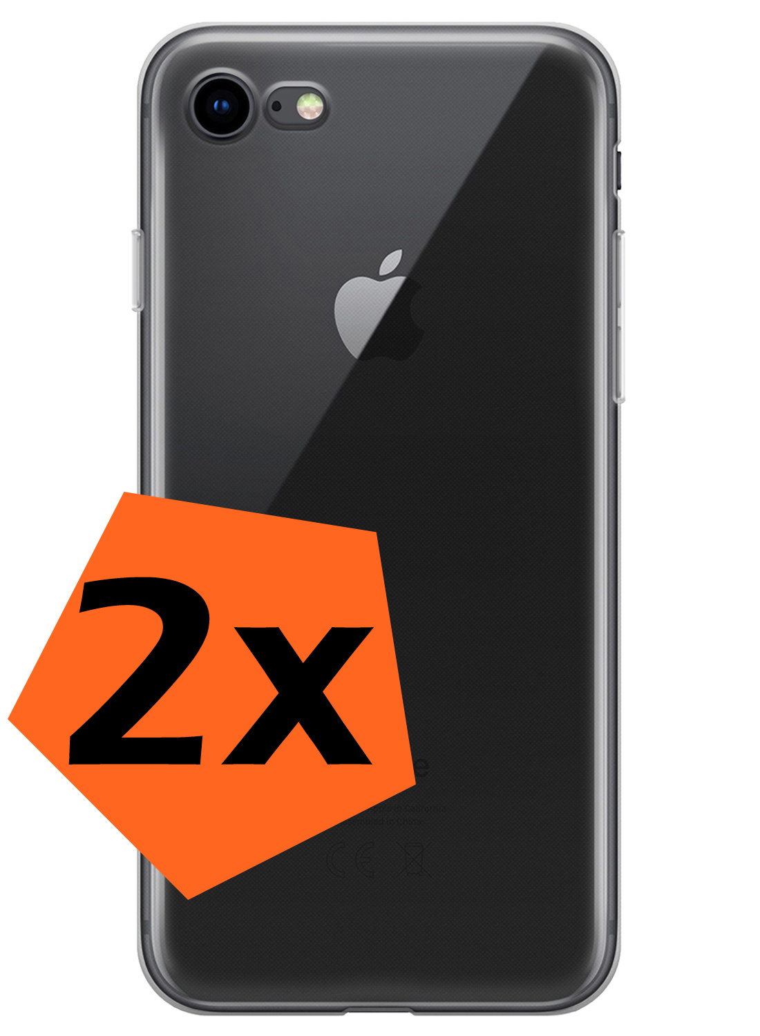 Nomfy Hoesje Geschikt voor iPhone SE 2020 Hoesje Siliconen Cover Case - Hoes Geschikt voor iPhone SE (2020) Hoes Back Case - 2-PACK - Transparant