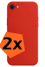 Nomfy Hoesje Geschikt voor iPhone SE 2020 Hoesje Siliconen Cover Case - Hoes Geschikt voor iPhone SE (2020) Hoes Back Case - 2-PACK - Rood