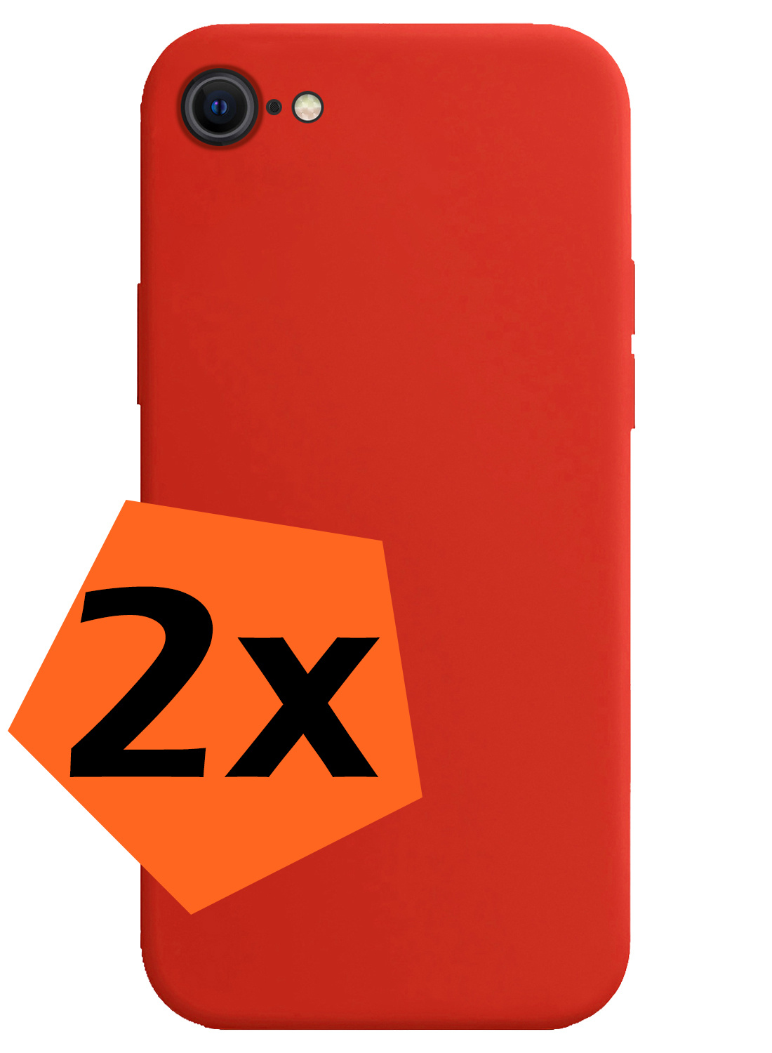 Nomfy Hoesje Geschikt voor iPhone SE 2020 Hoesje Siliconen Cover Case - Hoes Geschikt voor iPhone SE (2020) Hoes Back Case - 2-PACK - Rood
