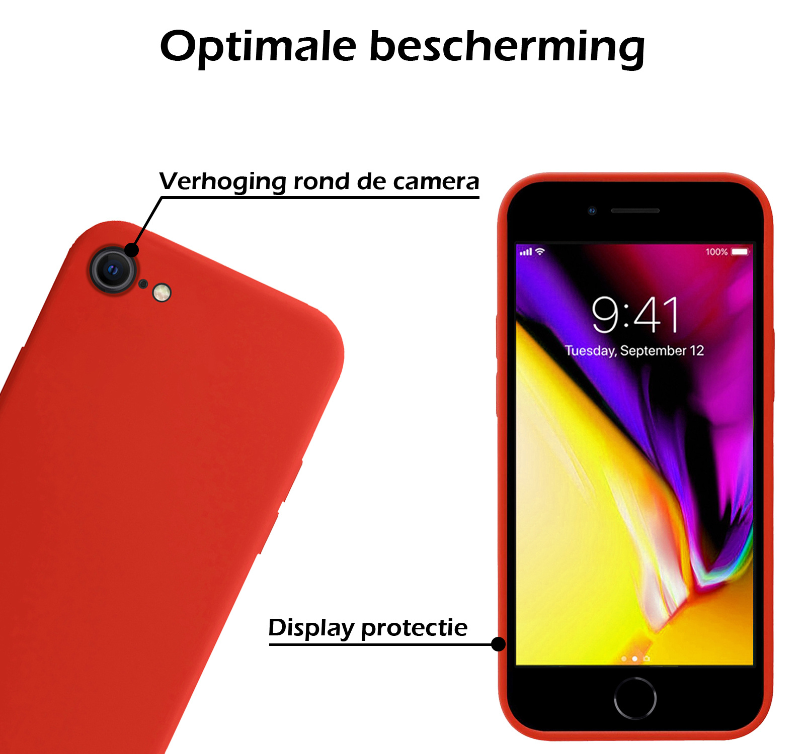 Nomfy Hoesje Geschikt voor iPhone SE 2020 Hoesje Siliconen Cover Case - Hoes Geschikt voor iPhone SE (2020) Hoes Back Case - 2-PACK - Rood
