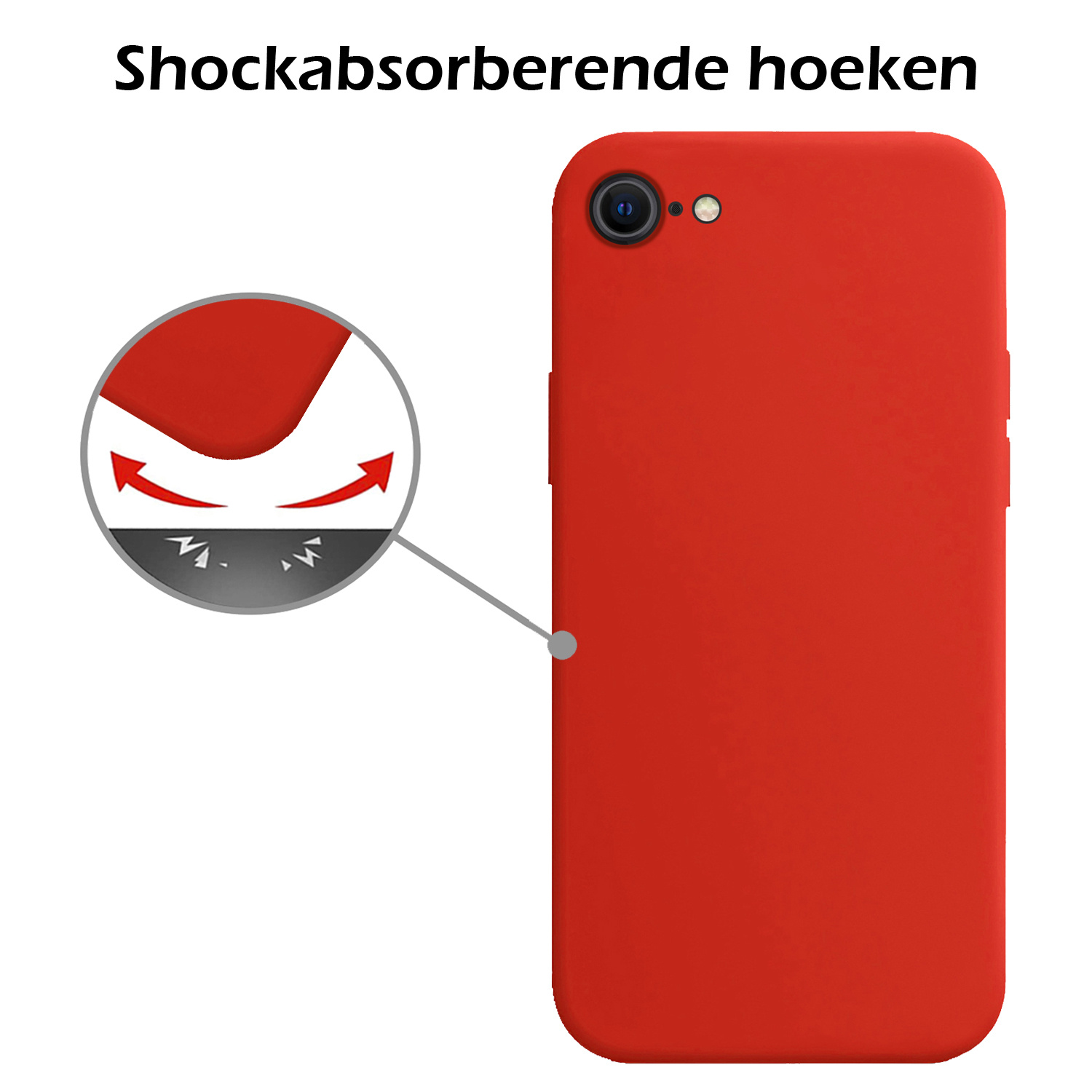 Nomfy Hoesje Geschikt voor iPhone SE 2020 Hoesje Siliconen Cover Case - Hoes Geschikt voor iPhone SE (2020) Hoes Back Case - 2-PACK - Rood