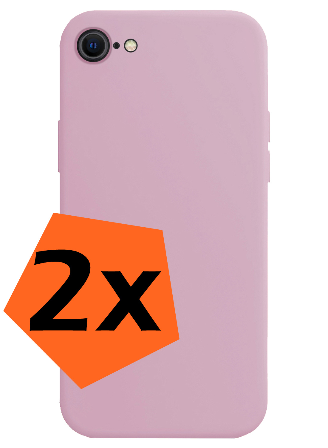 Nomfy Hoesje Geschikt voor iPhone SE 2020 Hoesje Siliconen Cover Case - Hoes Geschikt voor iPhone SE (2020) Hoes Back Case - 2-PACK - Lila