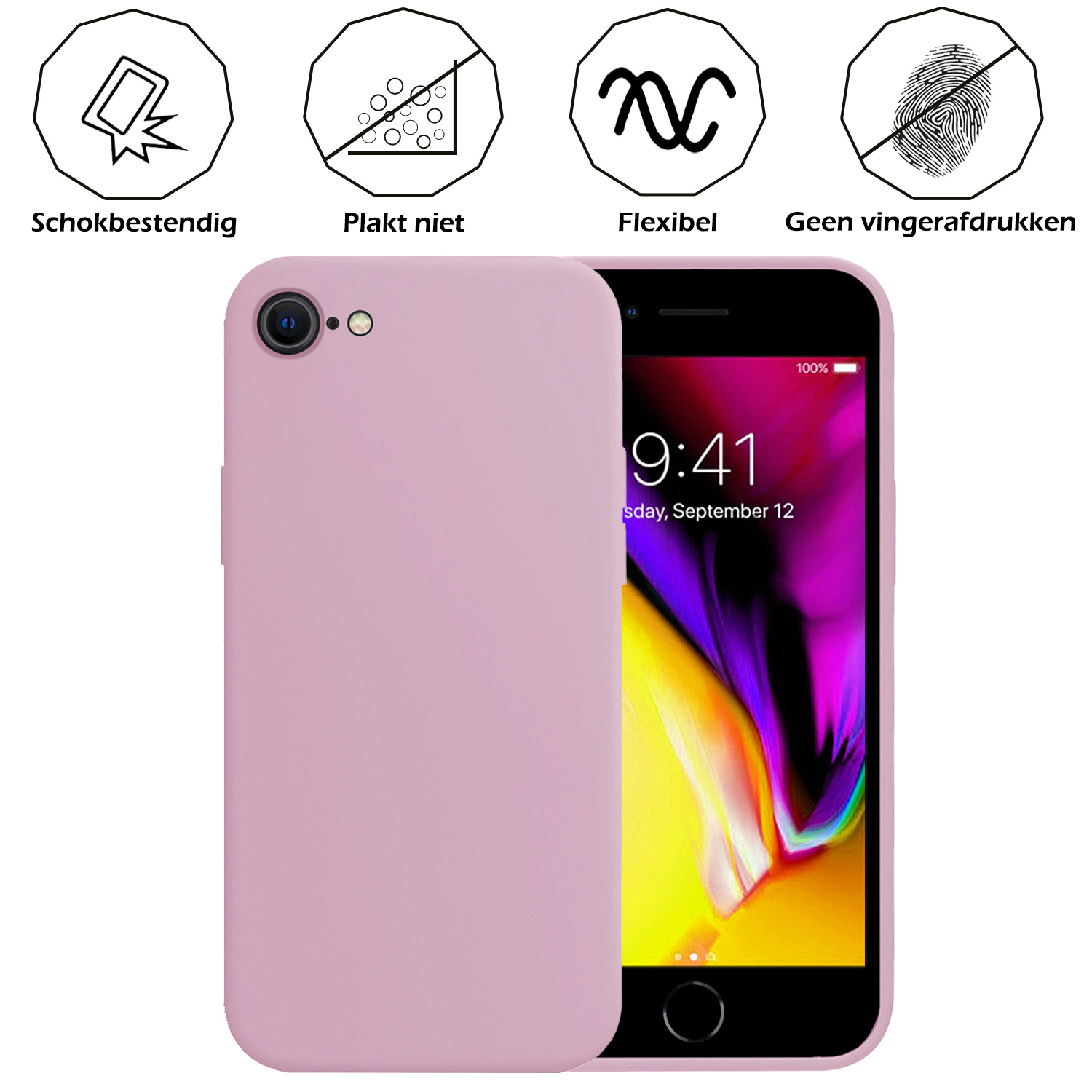 Nomfy Hoesje Geschikt voor iPhone SE 2020 Hoesje Siliconen Cover Case - Hoes Geschikt voor iPhone SE (2020) Hoes Back Case - 2-PACK - Lila