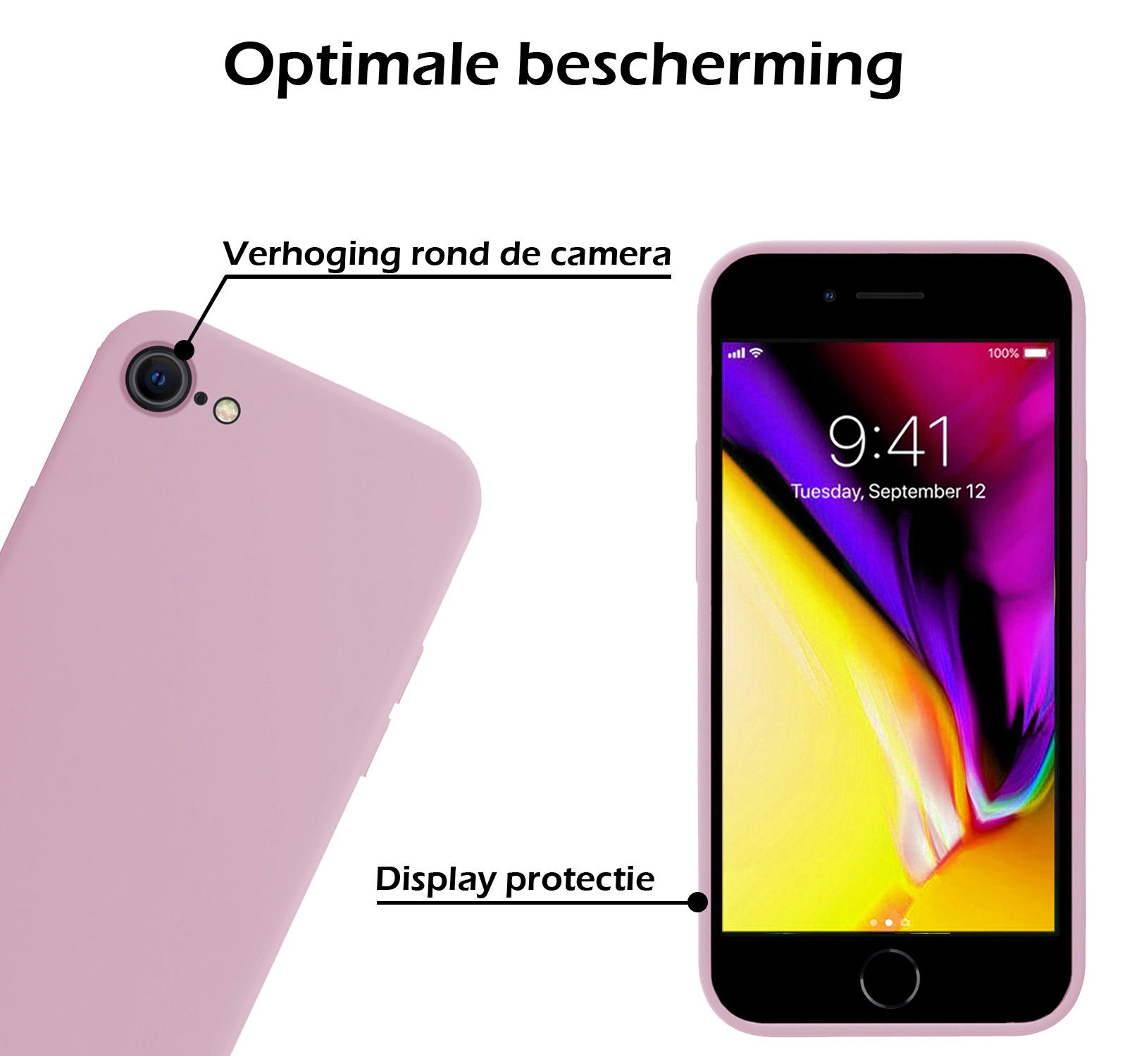 Nomfy Hoesje Geschikt voor iPhone SE 2020 Hoesje Siliconen Cover Case - Hoes Geschikt voor iPhone SE (2020) Hoes Back Case - 2-PACK - Lila