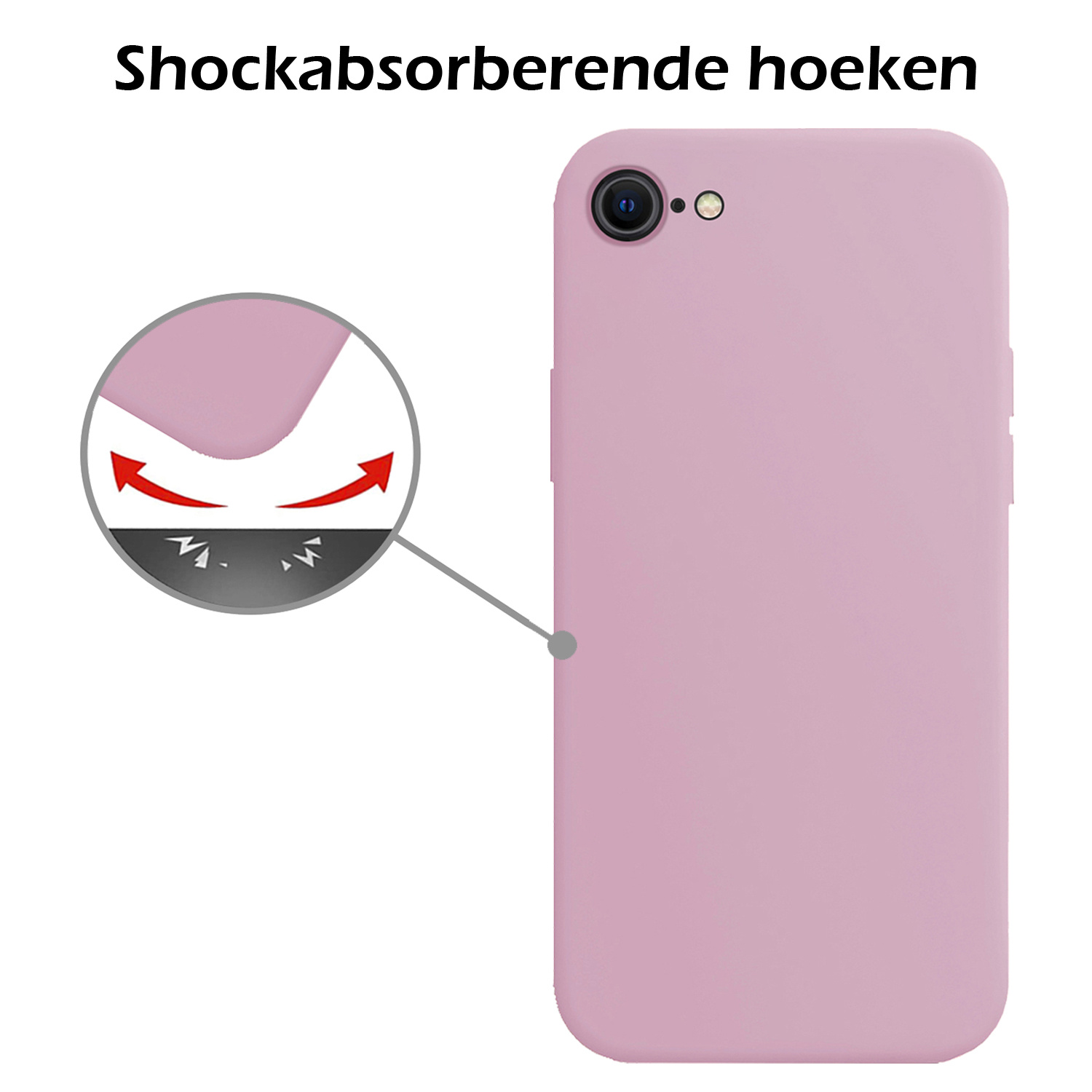 Nomfy Hoesje Geschikt voor iPhone SE 2020 Hoesje Siliconen Cover Case - Hoes Geschikt voor iPhone SE (2020) Hoes Back Case - 2-PACK - Lila