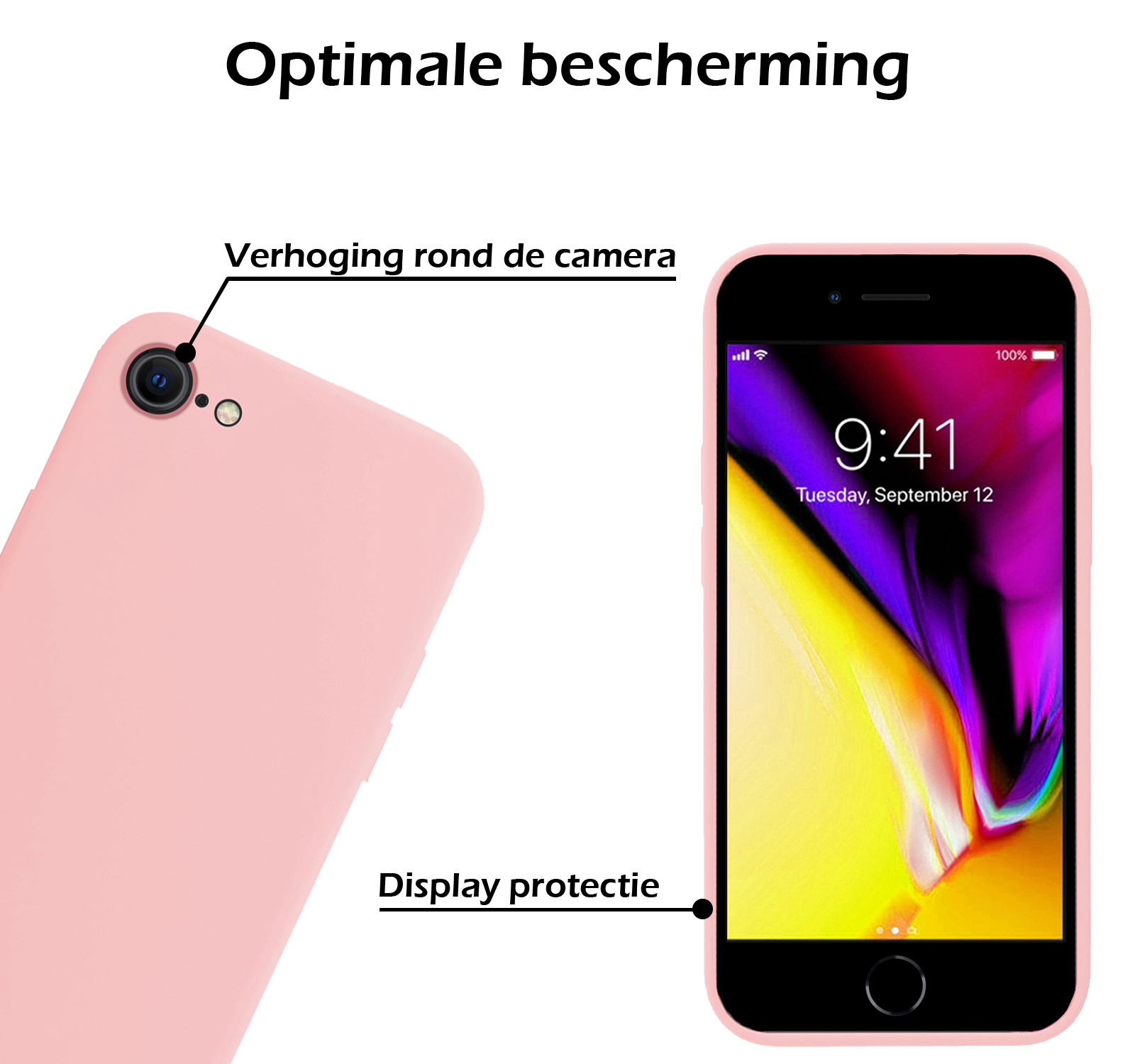 Nomfy Hoesje Geschikt voor iPhone SE 2020 Hoesje Siliconen Cover Case - Hoes Geschikt voor iPhone SE (2020) Hoes Back Case - 2-PACK - Lichtroze