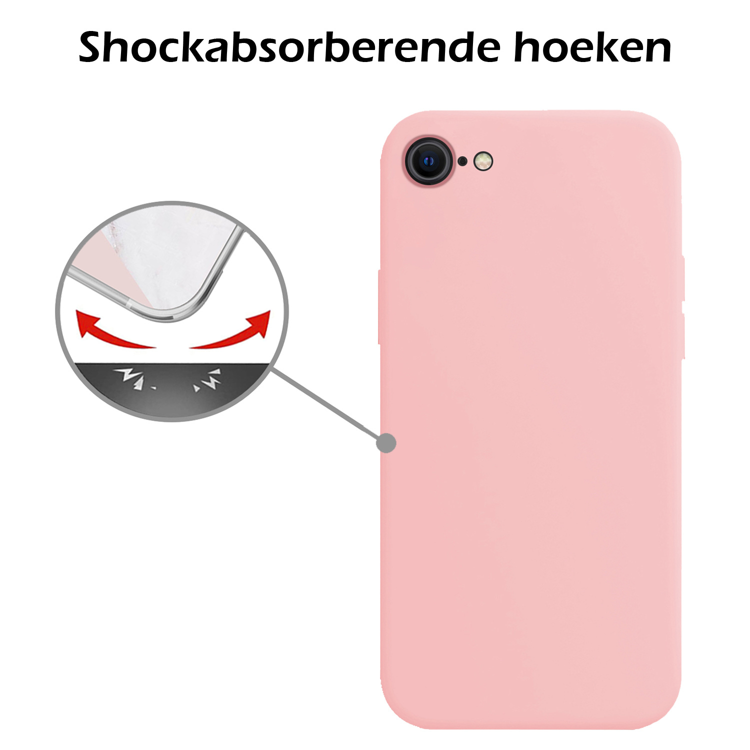 Nomfy Hoesje Geschikt voor iPhone SE 2020 Hoesje Siliconen Cover Case - Hoes Geschikt voor iPhone SE (2020) Hoes Back Case - 2-PACK - Lichtroze