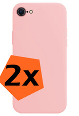 Nomfy Hoesje Geschikt voor iPhone SE 2020 Hoesje Siliconen Cover Case - Hoes Geschikt voor iPhone SE (2020) Hoes Back Case - 2-PACK - Lichtroze