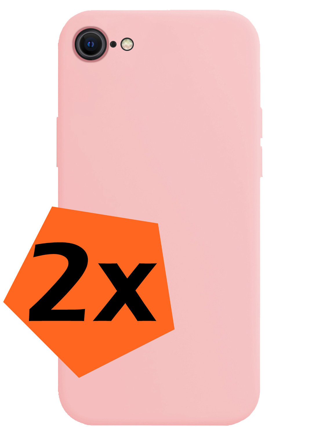 Nomfy Hoesje Geschikt voor iPhone SE 2020 Hoesje Siliconen Cover Case - Hoes Geschikt voor iPhone SE (2020) Hoes Back Case - 2-PACK - Lichtroze