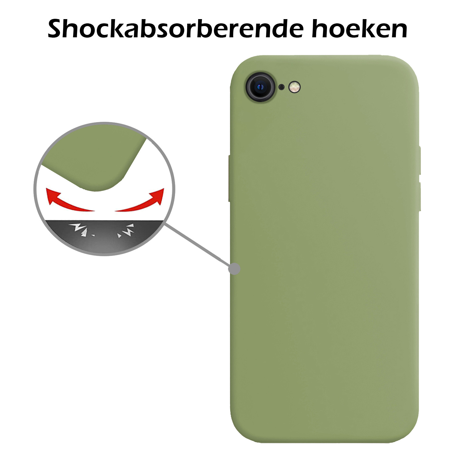 Nomfy Hoesje Geschikt voor iPhone SE 2020 Hoesje Siliconen Cover Case - Hoes Geschikt voor iPhone SE (2020) Hoes Back Case - 2-PACK - Groen