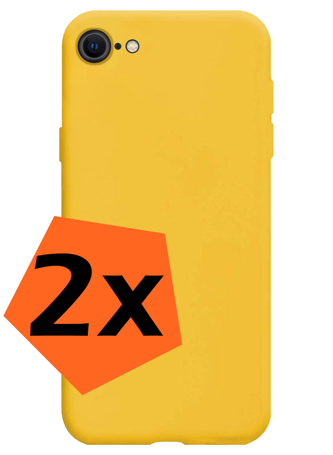 Nomfy Hoesje Geschikt voor iPhone SE 2020 Hoesje Siliconen Cover Case - Hoes Geschikt voor iPhone SE (2020) Hoes Back Case - 2-PACK - Geel