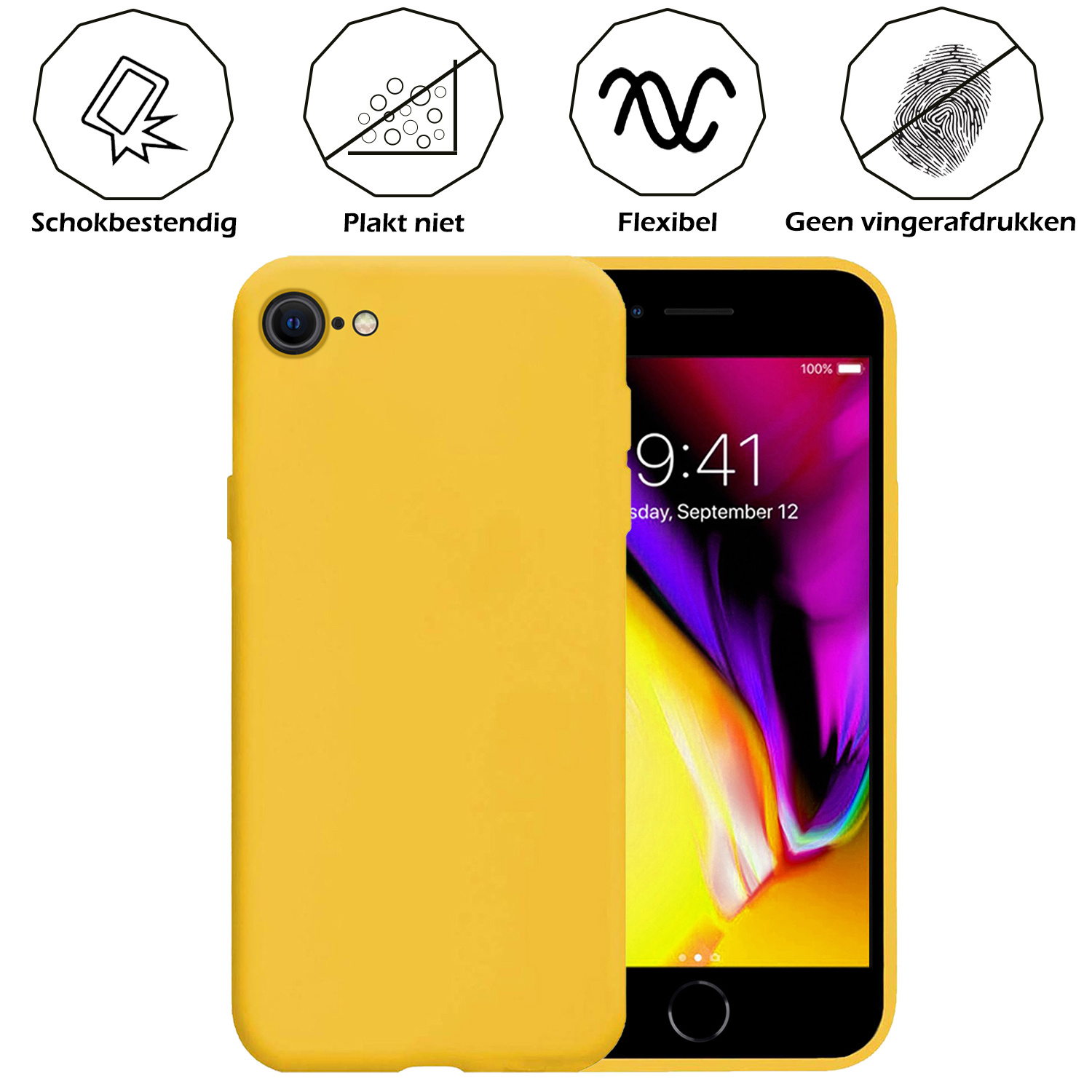 Nomfy Hoesje Geschikt voor iPhone SE 2020 Hoesje Siliconen Cover Case - Hoes Geschikt voor iPhone SE (2020) Hoes Back Case - 2-PACK - Geel